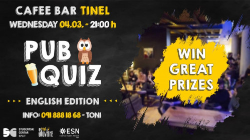 Pub quiz in caffe bar Tinel 04/03/2020