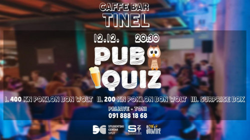 Pub quiz općeg znanja u Tinelu 12.12.2019.