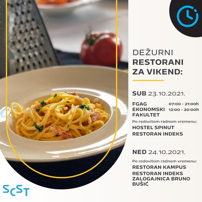 Dežurni restorani u subotu 23.10. i nedjelju 24.10.