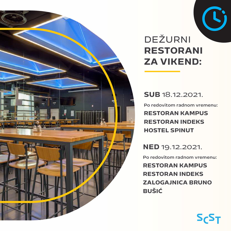 Dežurni restorani u subotu 18.12. i u nedjelju 19.12.2021.